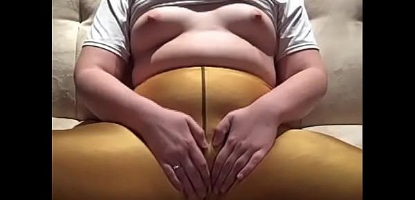  Thick Slut Wife Camel Toe in Spandex Leggings Small Perky Tits